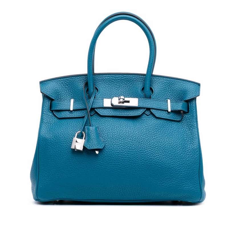 Hermès Togo Birkin Retourne 30 Blue Leather Good condition - Front View