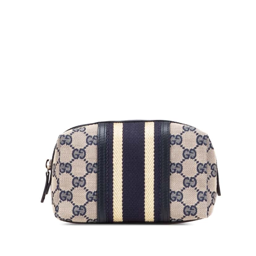 Gucci GG Canvas Web Pouch Brown Good condition - Front View