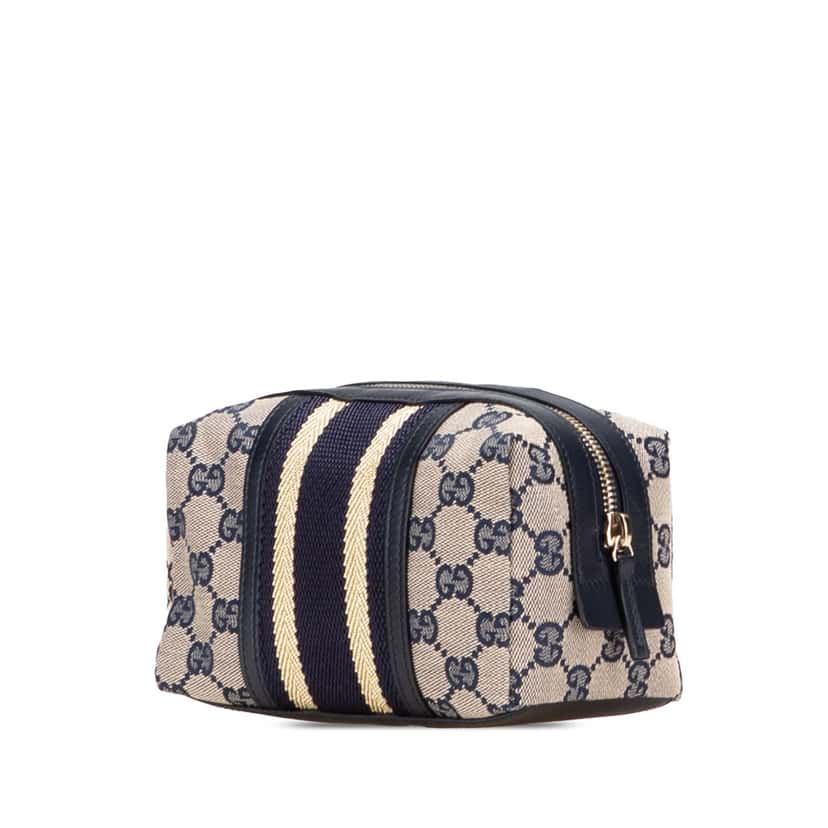 Gucci GG Canvas Web Pouch Brown Good condition - Back View