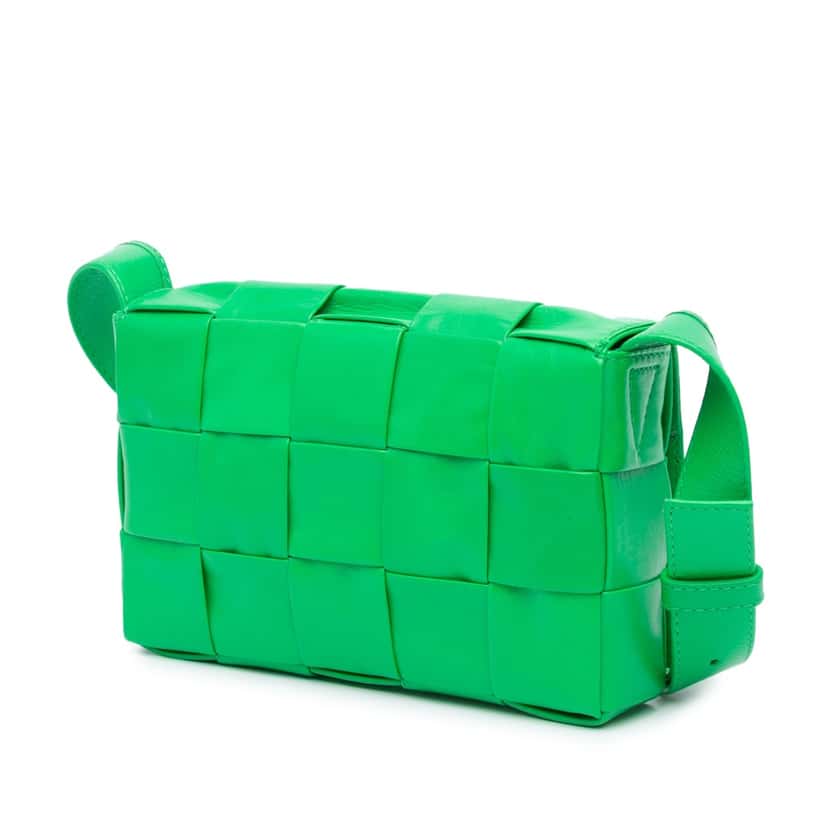 Bottega Veneta Small Nappa Intrecciato Cassette Crossbody Green Leather Good condition - Back View