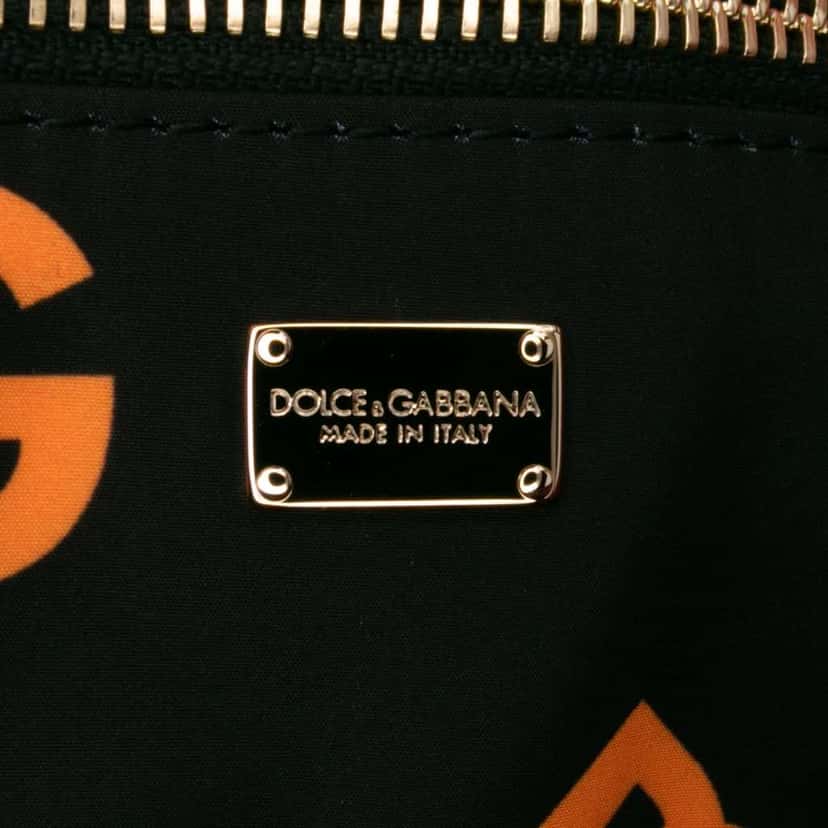 Dolce & Gabbana Small Calfskin DG Logo Shopper Tote Orange Leather Good condition - Box View