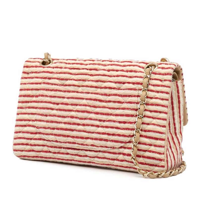 Chanel Medium Classic Jersey Coco Sailor Double Flap Red Good condition - Back View
