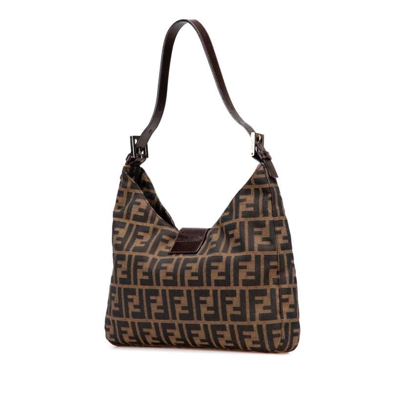 Fendi Zucca Canvas Shoulder Bag Brown Good condition - Back View