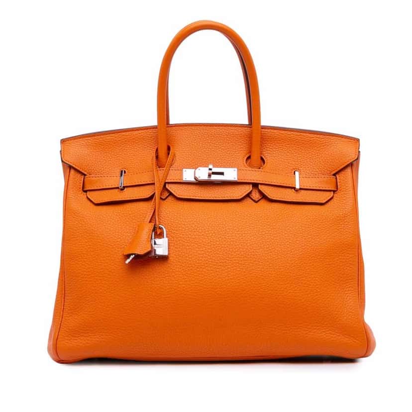 Hermès Togo Birkin Retourne 35 Orange Leather Fair condition - Front View