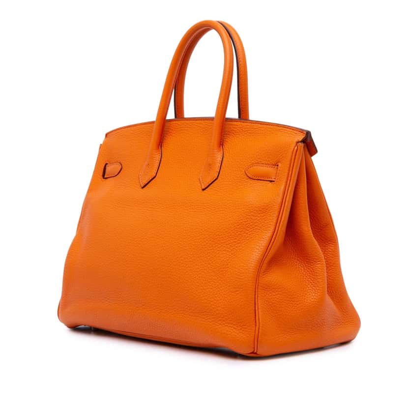 Hermès Togo Birkin Retourne 35 Orange Leather Fair condition - Back View