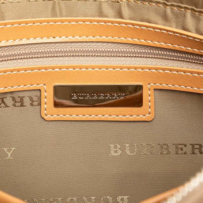 Burberry Leather Trimmed Canvas Handbag Brown Good condition - Box View