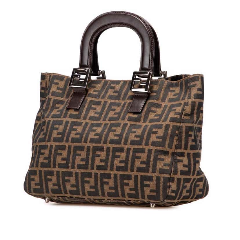 Fendi Small Zucca Canvas Twins Tote Brown Good condition - Back View