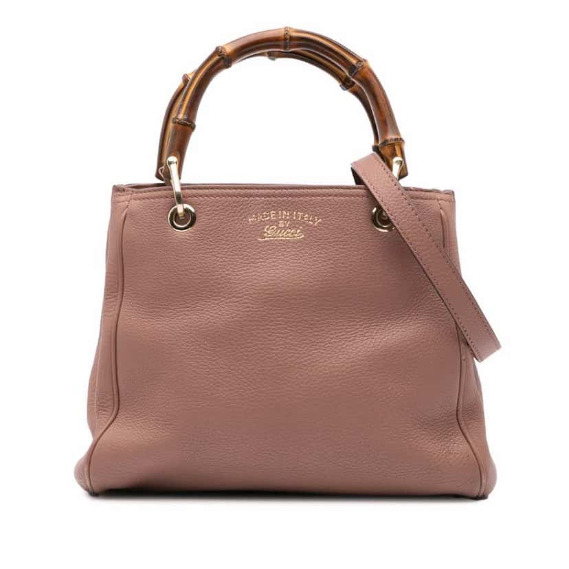 Gucci Small Calfskin Bamboo Shopper Satchel Pink Leather Good condition - Front View