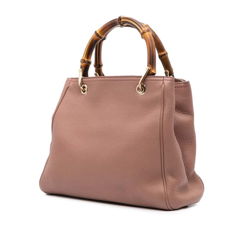 Gucci Small Calfskin Bamboo Shopper Satchel Pink Leather Good condition - Back View