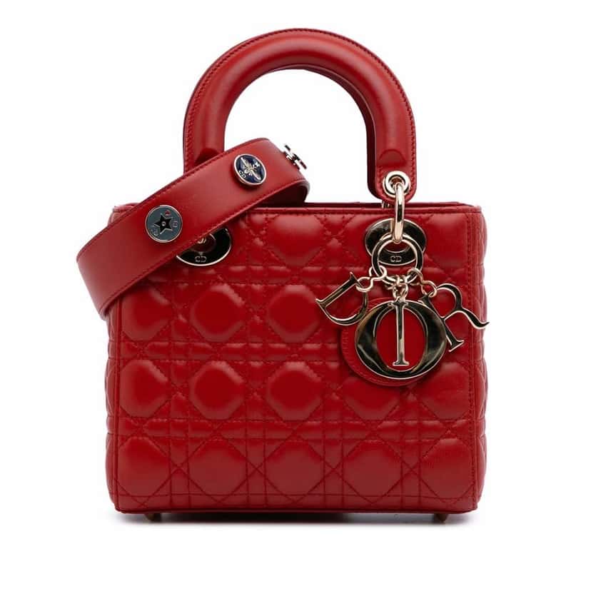 Dior Small Lambskin Cannage My ABCDior Lady Dior Red Leather Good condition - Front View