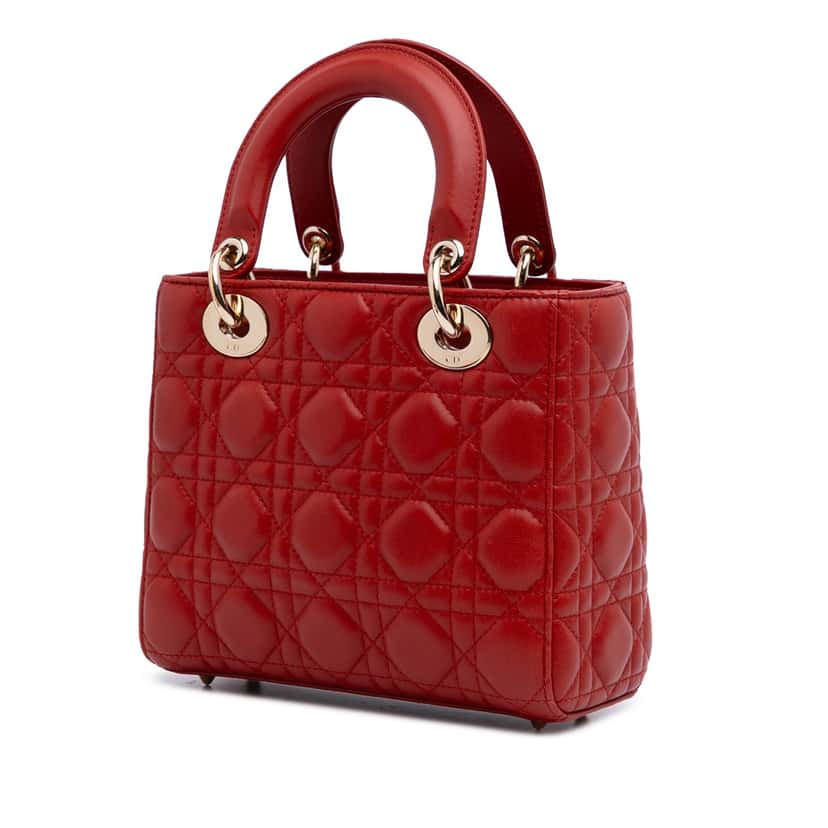 Dior Small Lambskin Cannage My ABCDior Lady Dior Red Leather Good condition - Back View