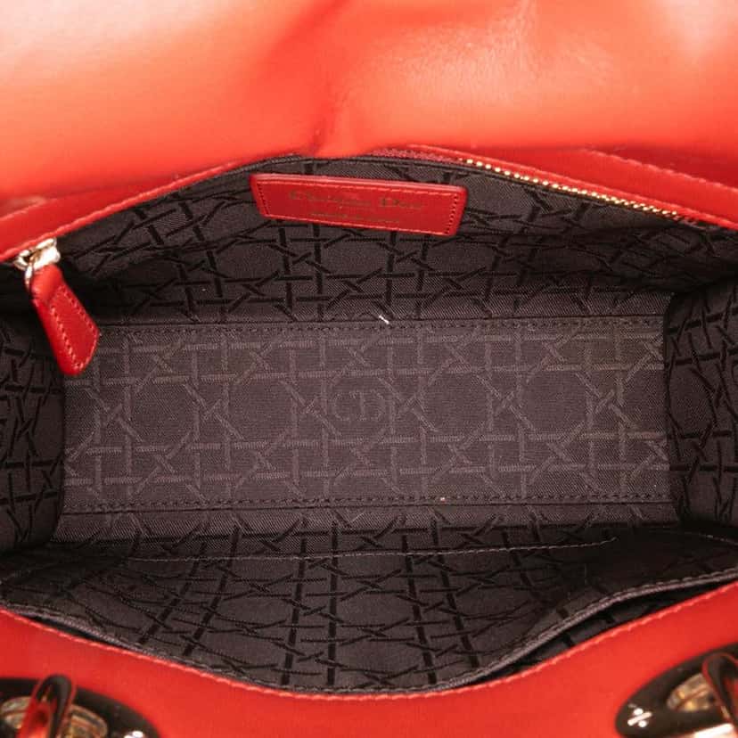 Dior Small Lambskin Cannage My ABCDior Lady Dior Red Leather Good condition - Model View