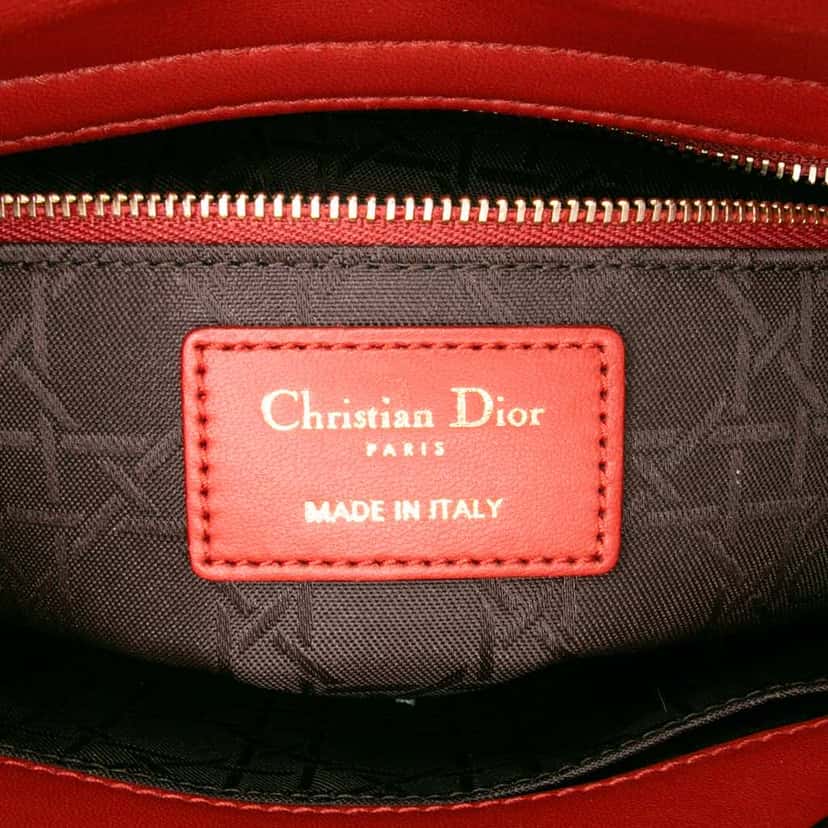 Dior Small Lambskin Cannage My ABCDior Lady Dior Red Leather Good condition - Box View