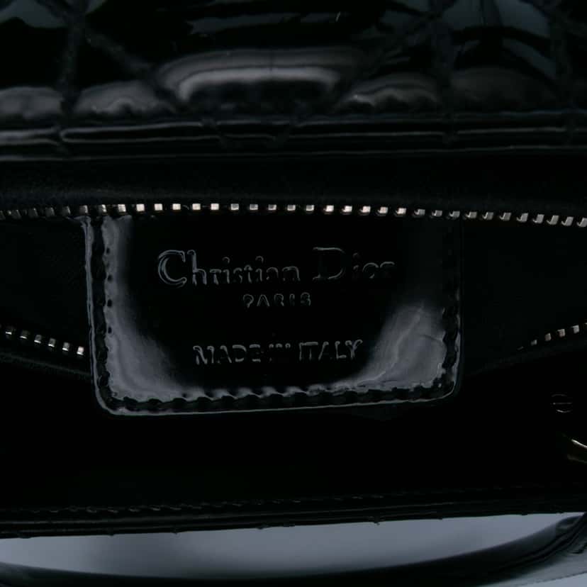 Dior Medium Patent Cannage Lady Dior Black Leather Good condition - Box View