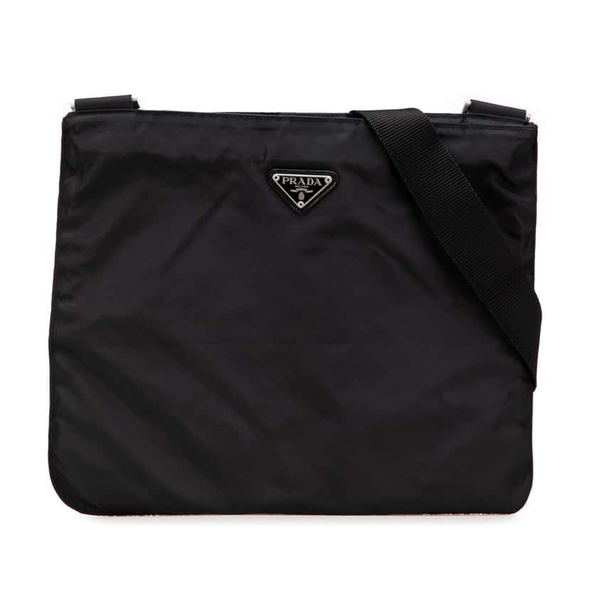 Prada Tessuto Zip Top Crossbody Black Good condition - Front View