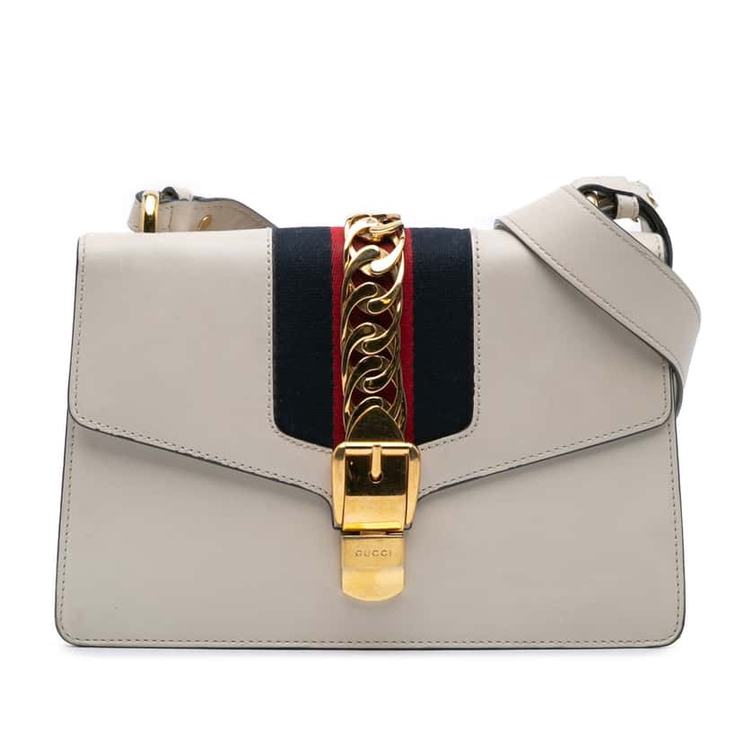 Gucci Small Leather Sylvie Satchel White Leather Good condition - Front View