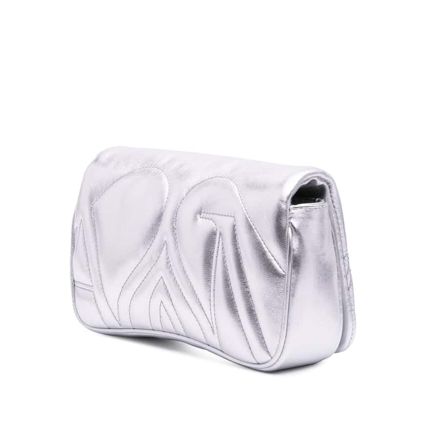 Alexander Mcqueen Mini Leather The Seal Chain Crossbody Silver Leather Good condition - Back View
