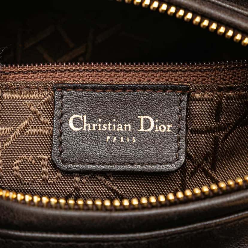 Dior Medium Lambskin Cannage Lady Dior Brown Leather Good condition - Box View