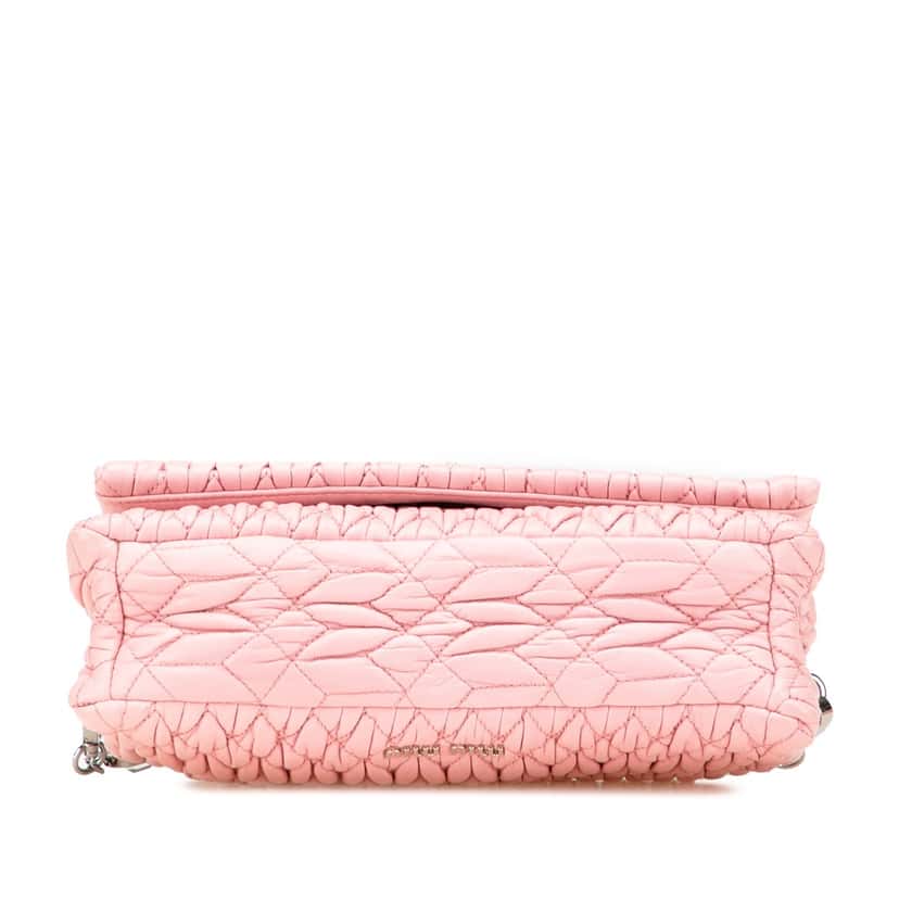 Miu Miu Matelasse Nappa Crystal Chain Satchel Pink Leather Good condition - Inside View