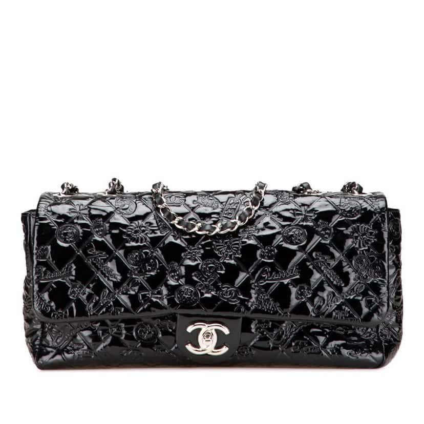 Chanel Jumbo Patent Lucky Symbols Flap Black Leather Good condition - Front View