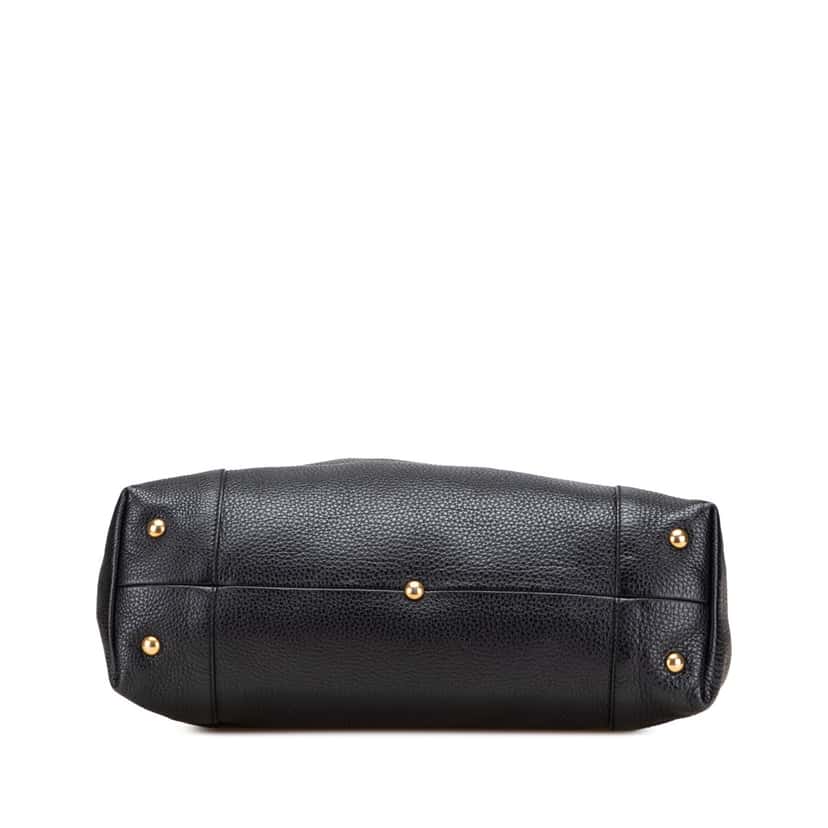 Gucci Medium Pebbled Calfskin Twill Tote Black Leather Good condition - Inside View