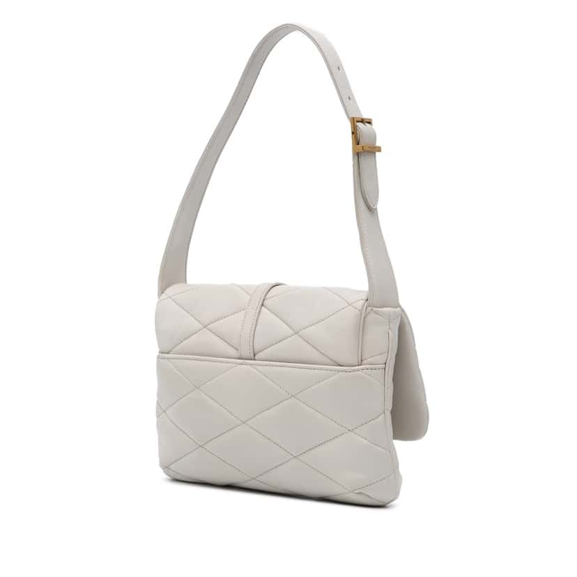 Saint Laurent Quilted Lambskin Le 57 Shoulder Bag White Leather Good condition - Back View