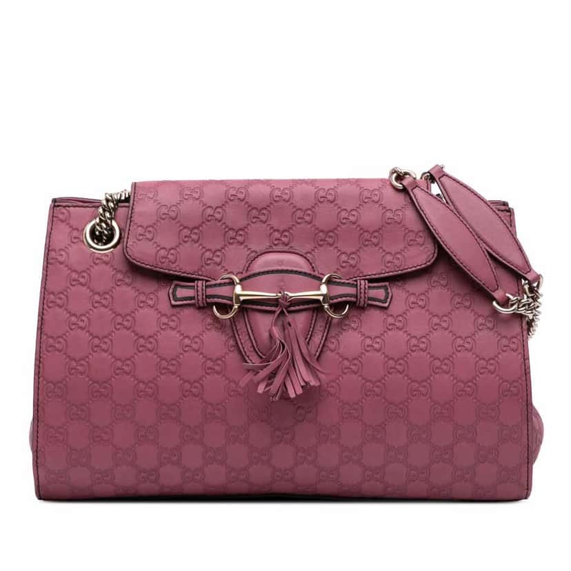 Gucci Large Guccissima Emily Shoulder Bag Pink Leather Good condition - Front View