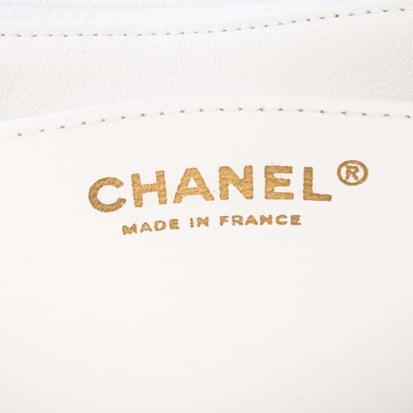 Chanel Mini Square Classic Chevron Lambskin Single Flap White Leather Good condition - Box View
