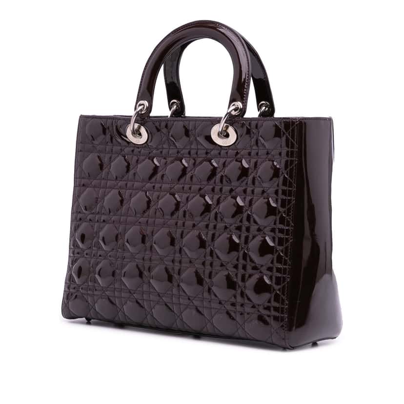 Dior Large Patent Cannage Lady Dior Purple Leather Good condition - Back View