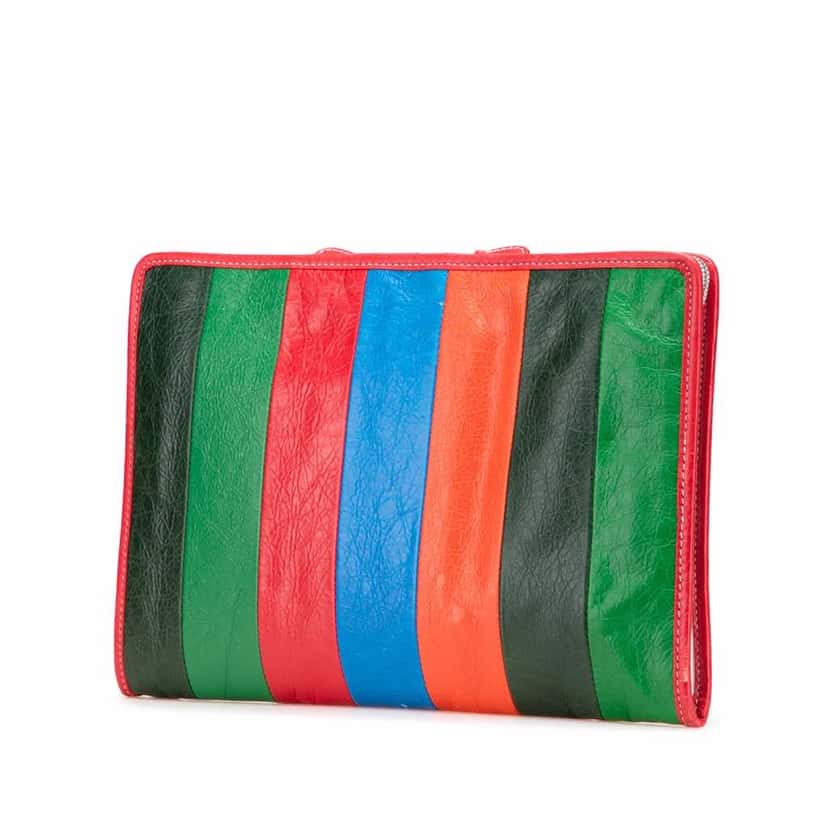 Balenciaga Lambskin Bazar Clutch Red Leather Good condition - Back View