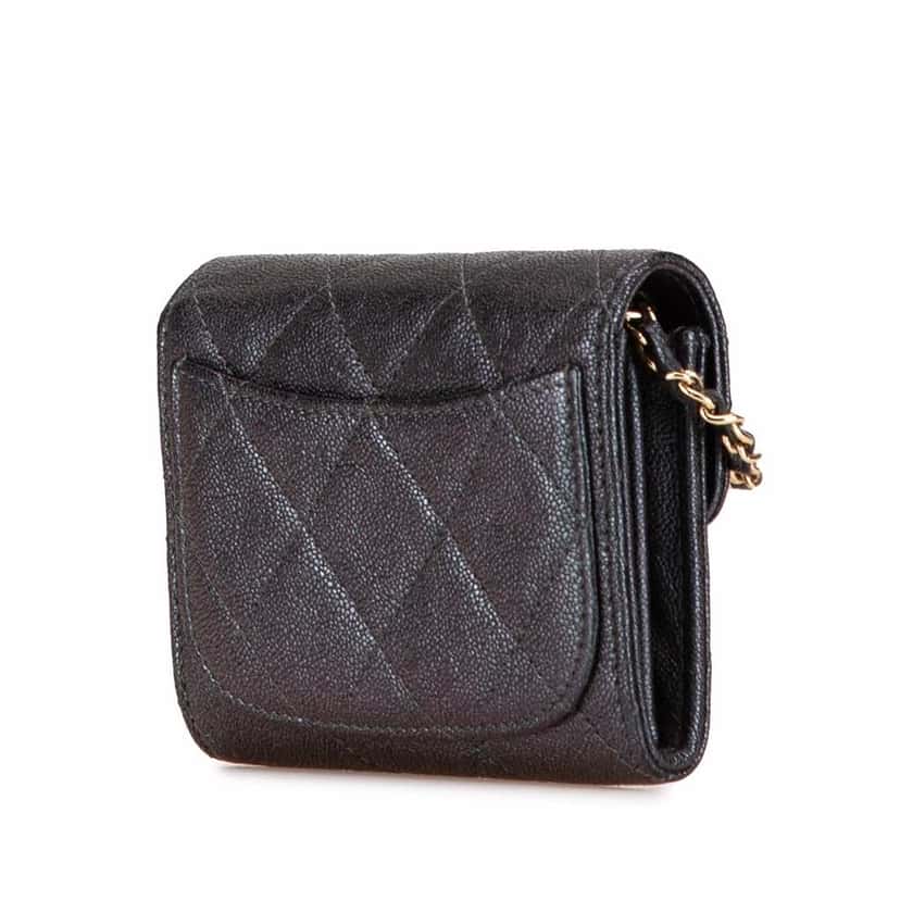 Chanel Small Iridescent Caviar Single Flap Black Leather Good condition - Back View