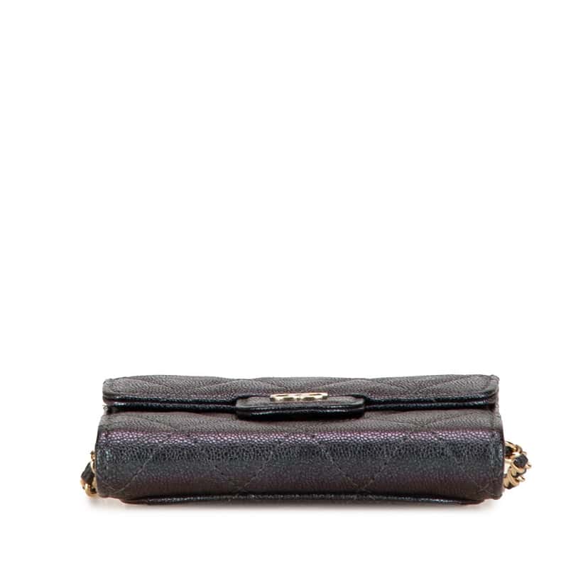 Chanel Small Iridescent Caviar Single Flap Black Leather Good condition - Inside View