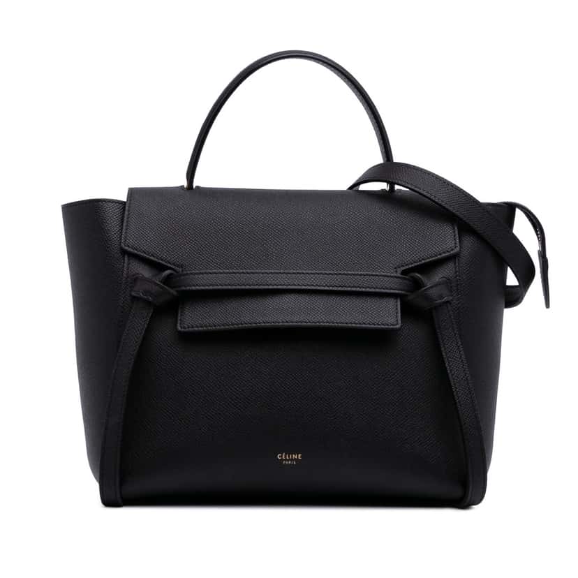Celine Micro Grained Calfskin Belt Bag Black Leather Good condition - Front View