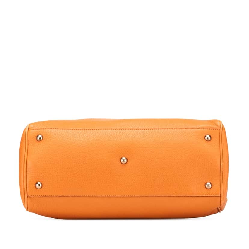 Gucci Medium Calfskin Bamboo Shopper Satchel Orange Leather Good condition - Inside View