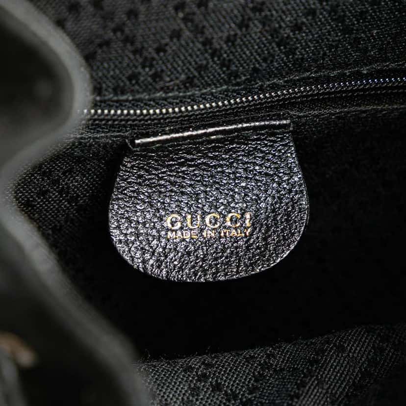 Gucci Suede Bamboo Backpack Black Leather Good condition - Box View