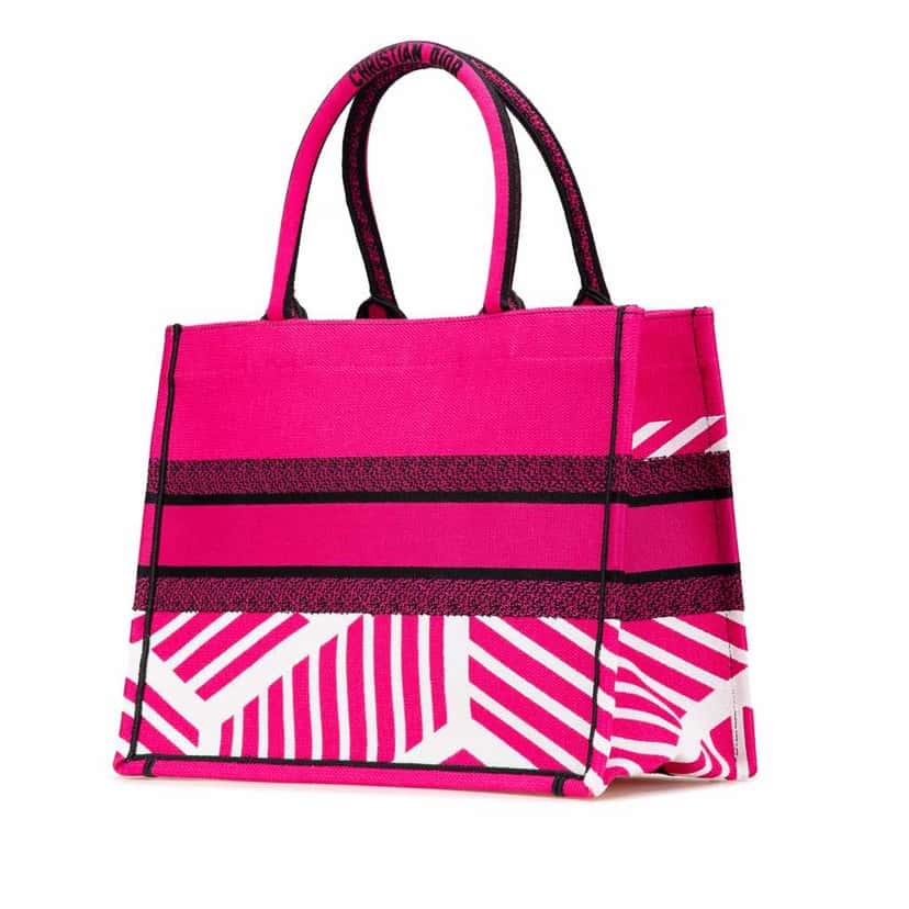 Dior Medium Embroidered Canvas Butterfly D Jungle Pop Book Tote Pink Good condition - Back View