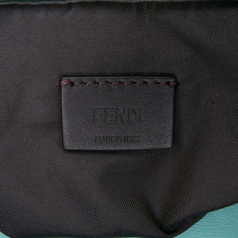 Fendi Mini Zucca Embossed Leather Baguette Satchel Blue Leather Good condition - Box View