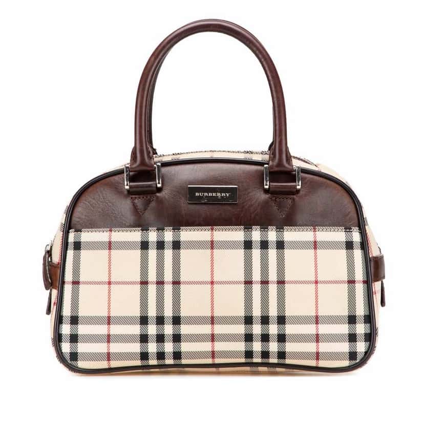 Burberry House Check Canvas Handbag Brown Good condition - Front View
