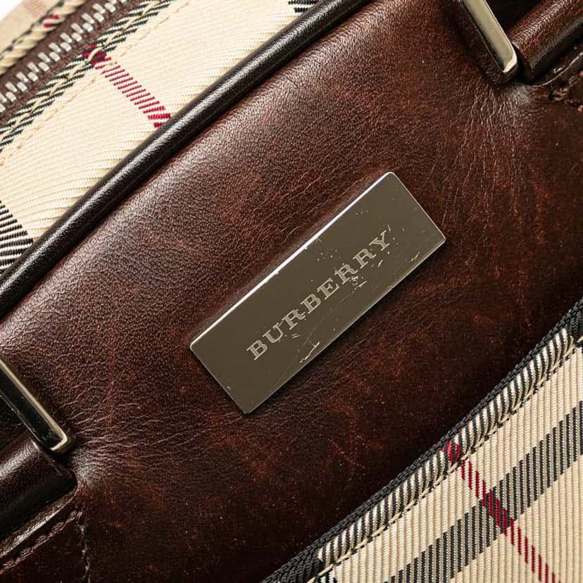 Burberry House Check Canvas Handbag Brown Good condition - Box View