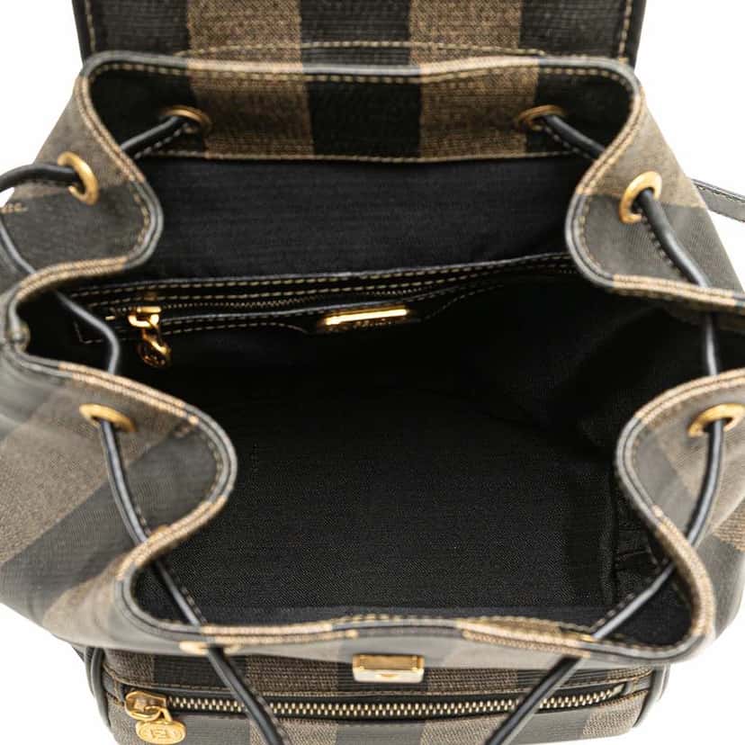 Fendi Pequin Coated Canvas Drawstring Backpack Brown Good condition - Model View