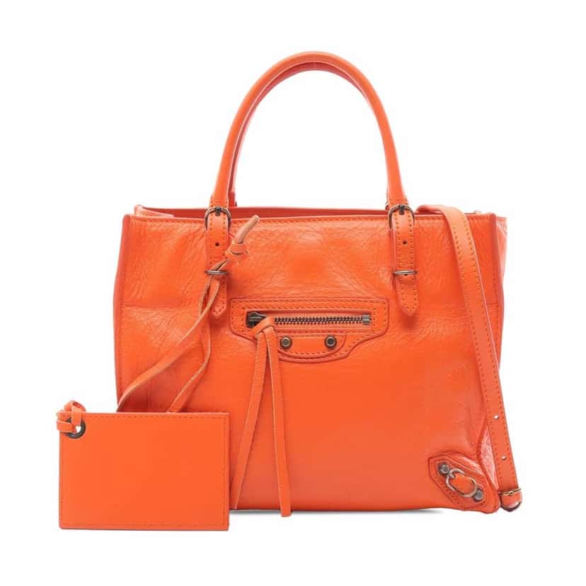 Balenciaga Mini Leather Papier A4 Satchel Orange Leather Good condition - Front View