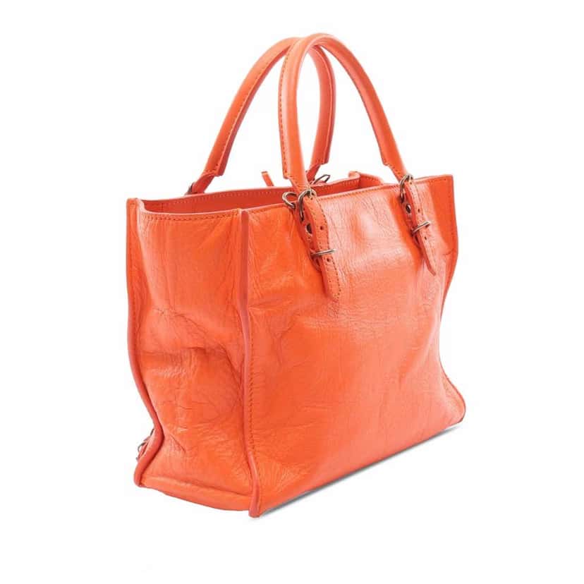 Balenciaga Mini Leather Papier A4 Satchel Orange Leather Good condition - Back View