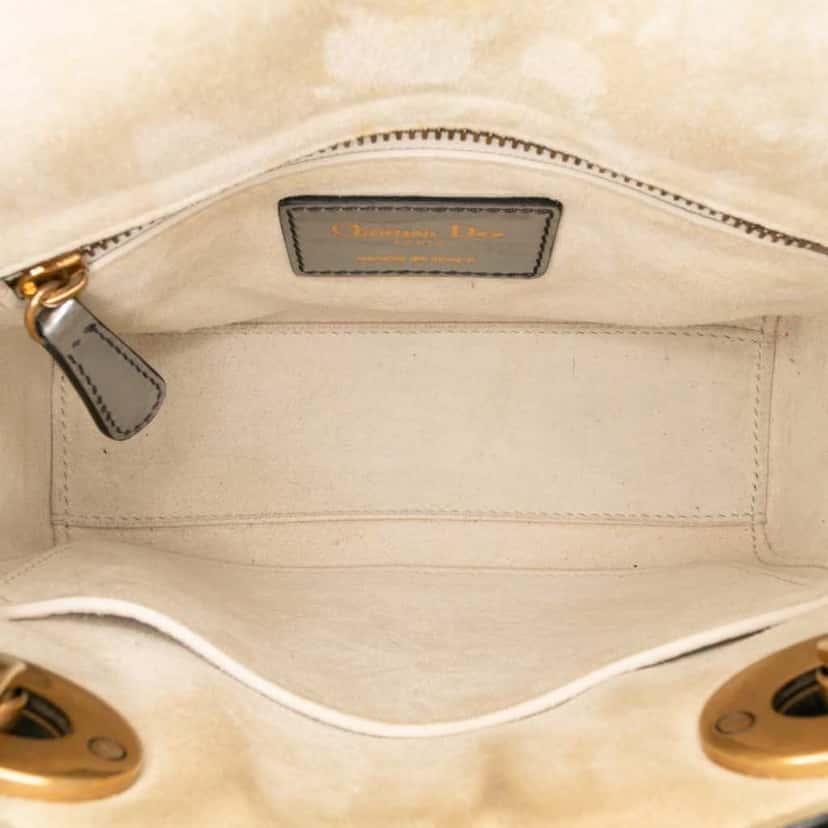 Dior Mini Metallic Glazed Calfskin Lady Dior Silver Leather Good condition - Model View