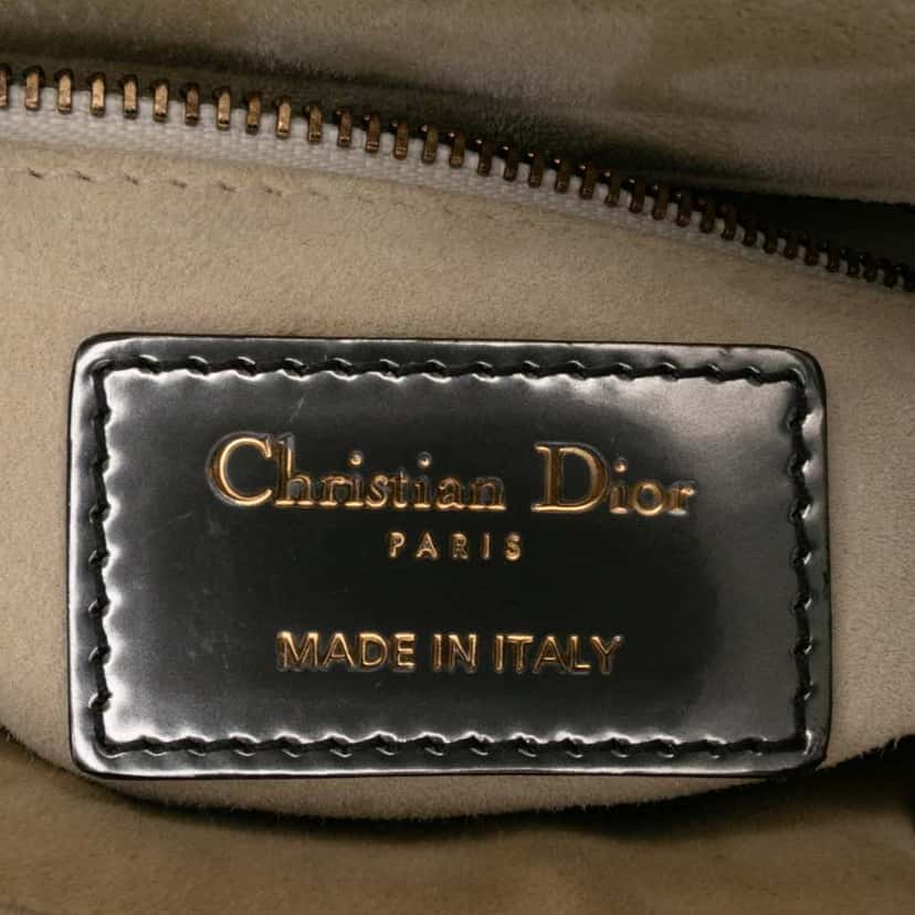 Dior Mini Metallic Glazed Calfskin Lady Dior Silver Leather Good condition - Box View