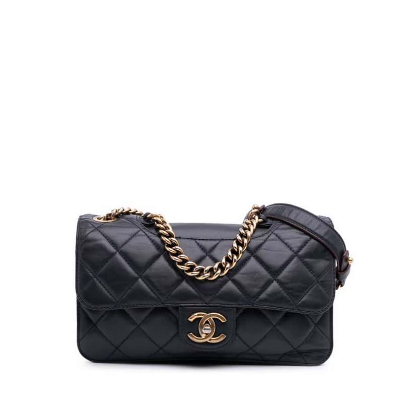 Chanel Medium Quilted Glazed Calfskin Perfect Edge Flap Blue Leather Good condition - Front View