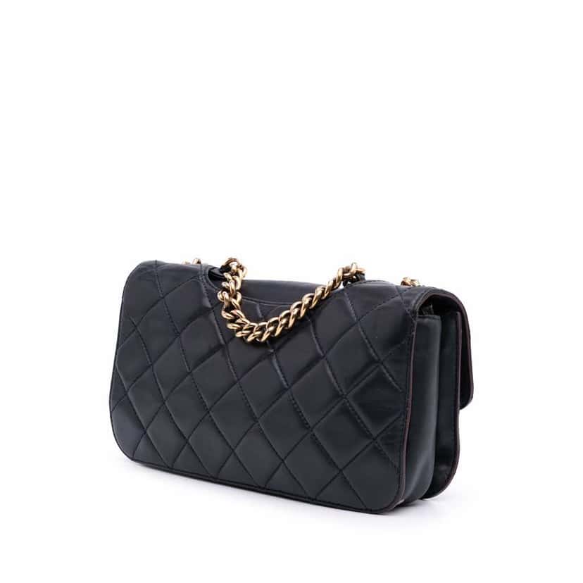 Chanel Medium Quilted Glazed Calfskin Perfect Edge Flap Blue Leather Good condition - Back View