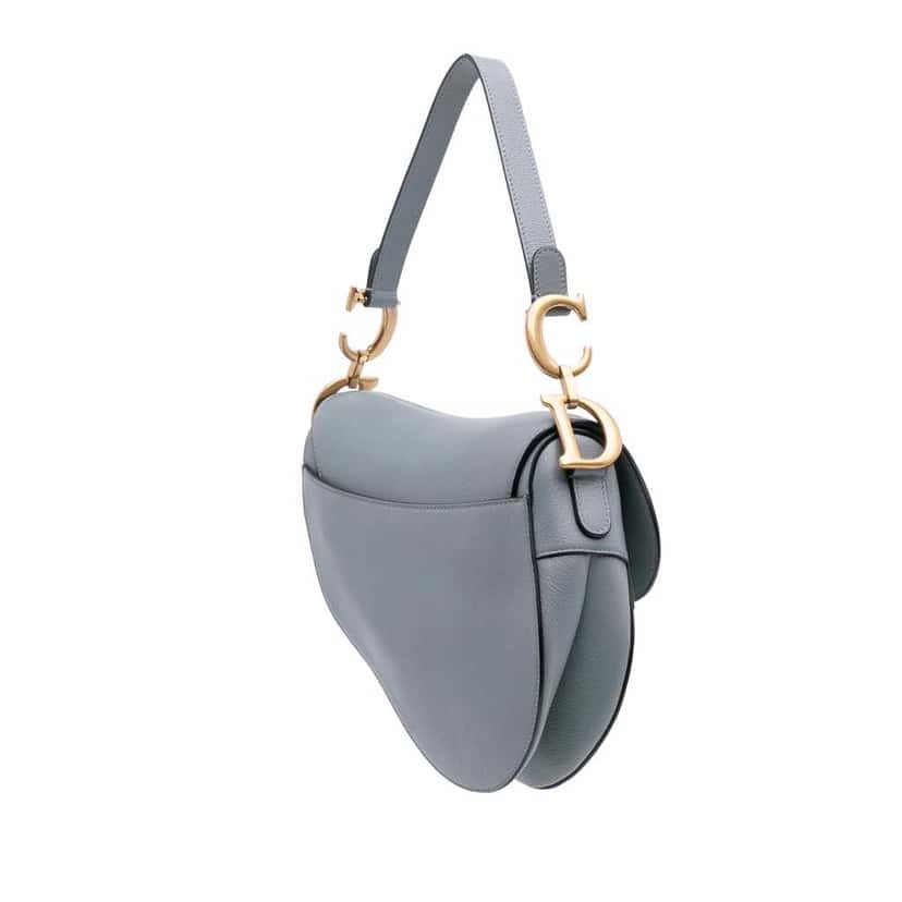 Dior Goatskin Saddle Bag Blue Leather Good condition - Back View