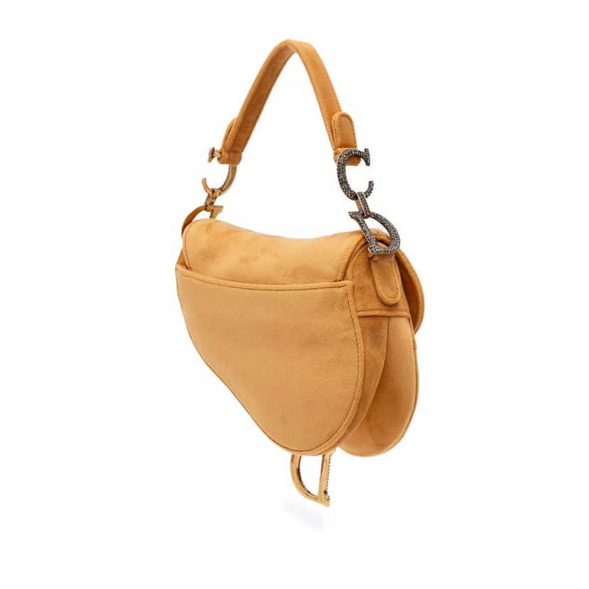 Dior Mini Velvet Crystal Embellished Saddle Bag Orange Good condition - Back View