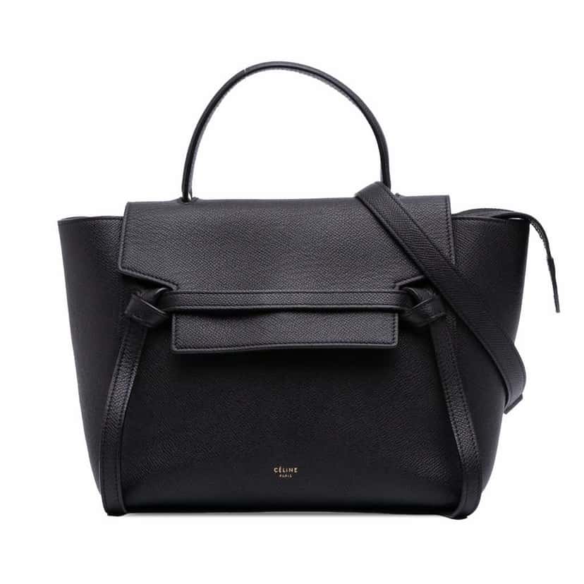 Celine Micro Grained Calfskin Belt Bag Black Leather Good condition - Front View
