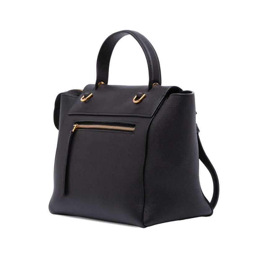 Celine Micro Grained Calfskin Belt Bag Black Leather Good condition - Back View
